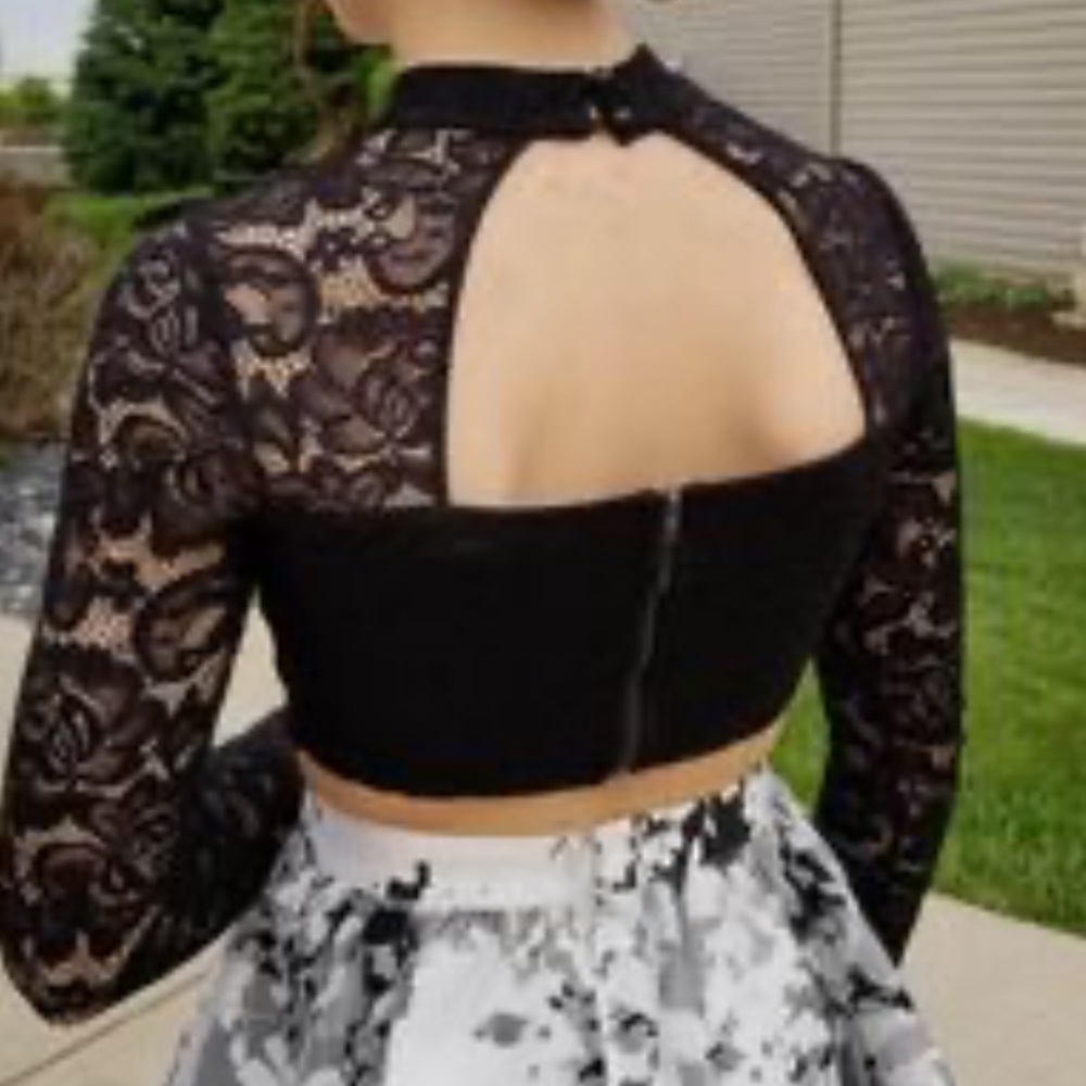Black/Grey floral homecoming dress